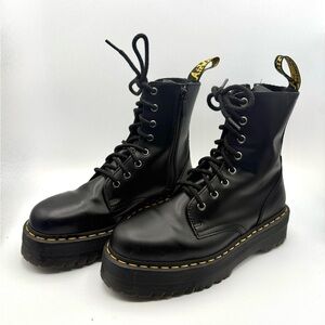 Dr. Martens Jadon Black Combat Moto Boots with Platform Sole Size 8 Women’s
